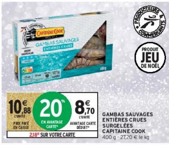 GAMBAS SAUVAGES ENTIÈRES CRUES SURGELÉES CAPITAINE COO