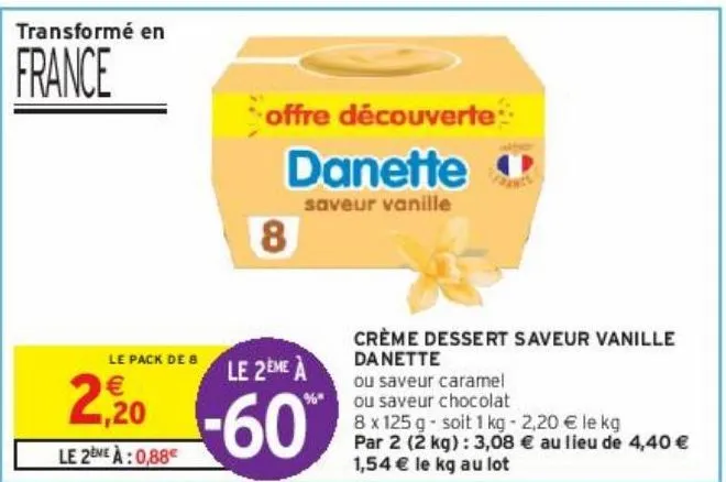 crème dessert saveur vanille danette
