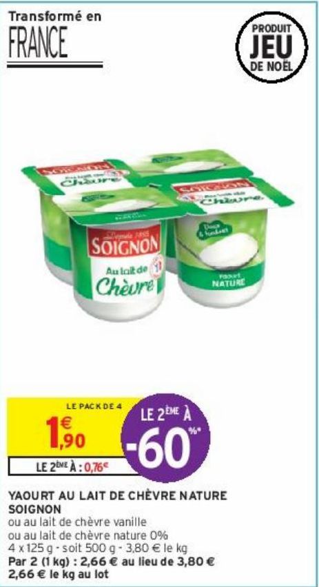 YAOURT AU LAIT DE CHÈVRE NATURE SOIGNON