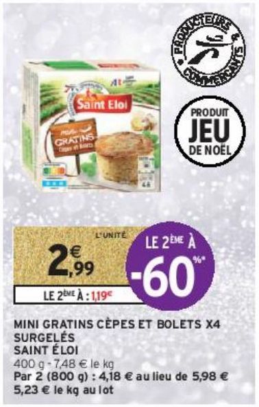 MINI GRATINS CÈPES ET BOLETS X4 SURGELÉS SAINT ÉLOI