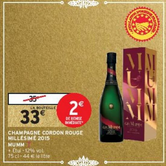 CHAMPAGNE CORDON ROUGE MILLÉSIMÉ 2015 MUMM