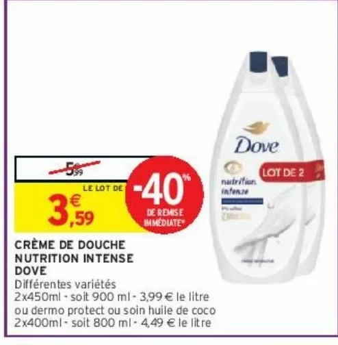 crème de douche nutrition intense dove