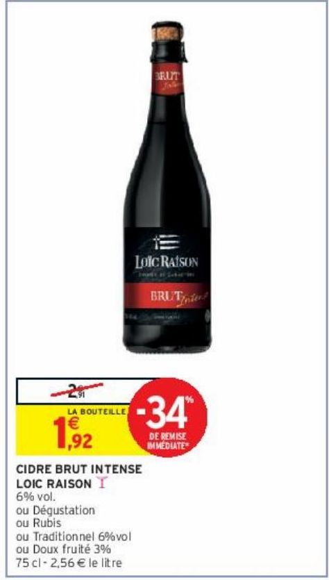 CIDRE BRUT INTENSE LOIC RAISON