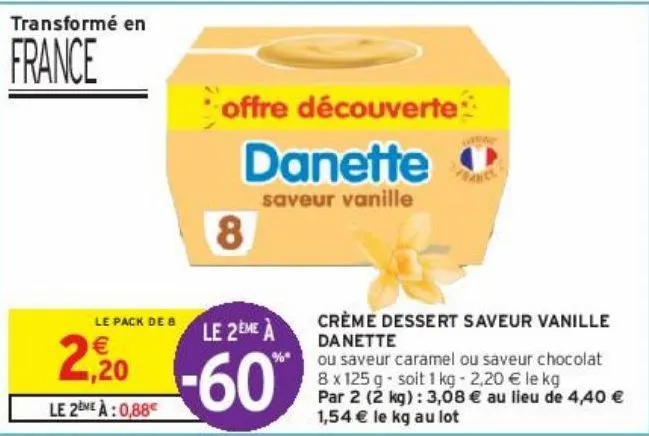 crème dessert saveur vanille danette