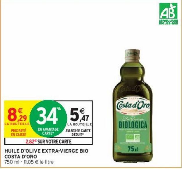 HUILE D'OLIVE EXTRA-VIERGE BIO COSTA D'ORO
