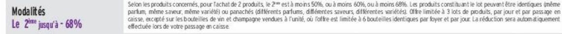 Modalités Le 2ème jusqu’à - 68%