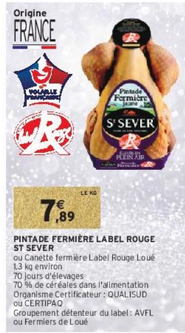 PINTADE FERMIÈRE LABEL ROUGE ST SEVER