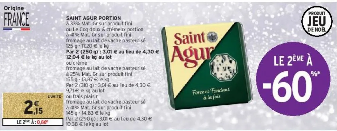 saint agur portion