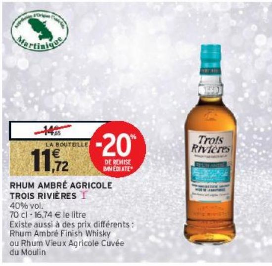 RHUM AMBRÉ AGRICOLE TROIS RIVIÈRES