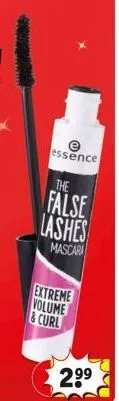 essence  the  false  lashes  mascara  extreme volume  & curl  2⁹⁹ 