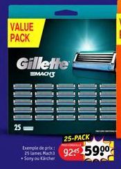 VALUE PACK  Gillette  EMACHT  25  25-PACK  Exemple de prix  25 lames Mach 9245 59.0⁰  Sony ou Kärcher 