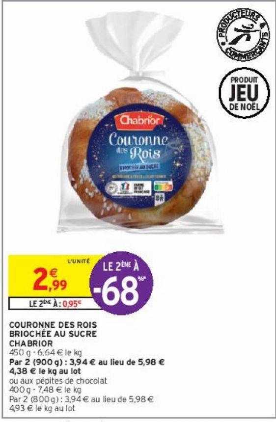 COURONNE DES ROIS BRIOCHÉE AU SUCRE CHABRIOR 