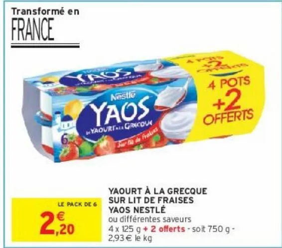 yaourt à la grecque sur lit de fraises yaos nestlé 