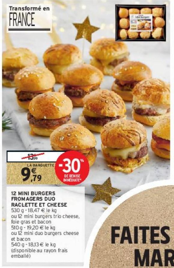 12 MINI BURGERS FROMAGERS DUO RACLETTE ET CHEESE 