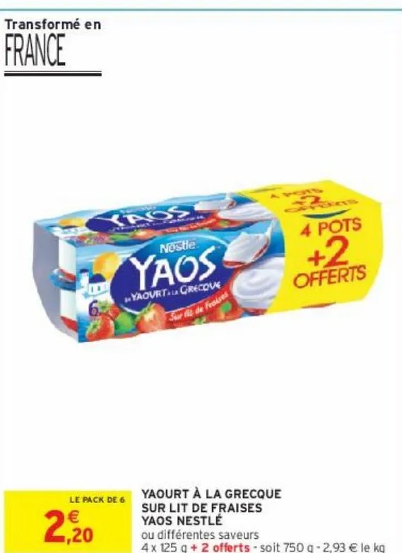 yaourt à la grecque sur lit de fraises yaos nestlé