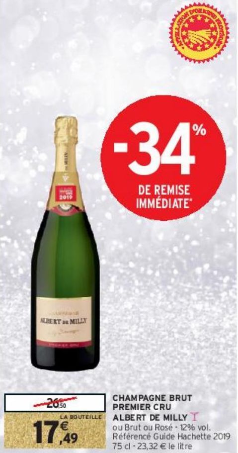 CHAMPAGNE BRUT PREMIER CRU ALBERT DE MILLY