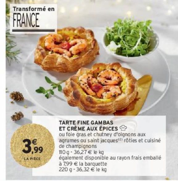 TARTE FINE GAMBAS ET CRÈME AUX ÉPICES