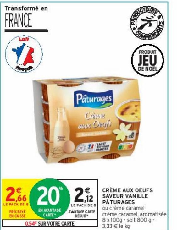 CRÈME AUX OEUFS SAVEUR VANILLE PÂTURAGES