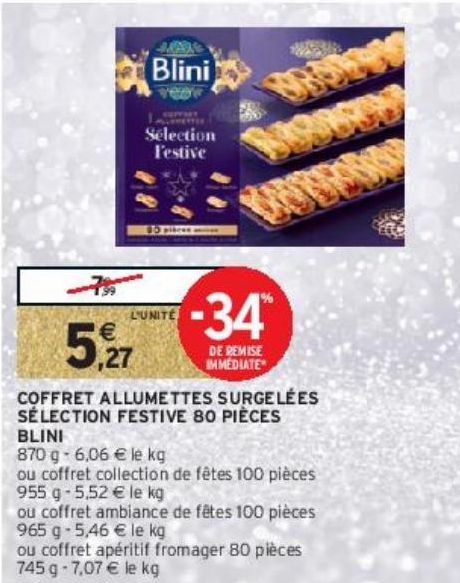 COFFRET ALLUMETTES SURGELÉES SÉLECTION FESTIVE 80 PIÈCES BLINI