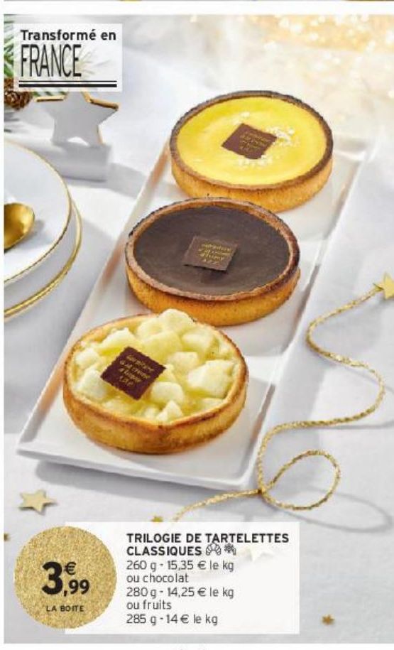 TRILOGIE DE TARTELETTES CLASSIQUES