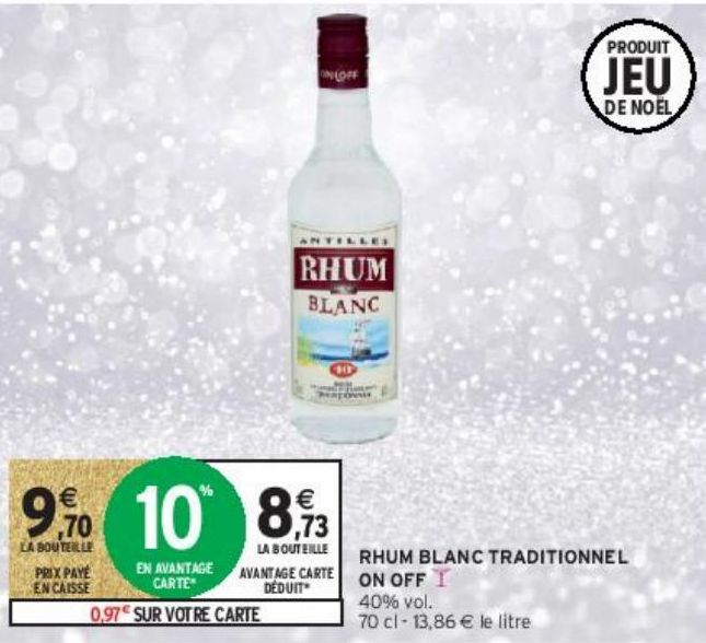 RHUM BLANC TRADITIONNEL ON OFF