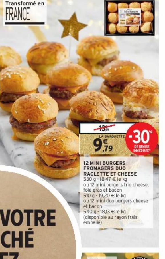 12 MINI BURGERS FROMAGERS DUO RACLETTE ET CHEESE