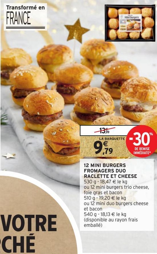 12 MINI BURGERS FROMAGERS DUO RACLETTE ET CHEESE