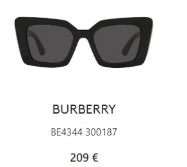 BURBERRY  BE4344 300187  209 € 