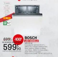 5999⁰  90  DONT 100 TCUPATION  699% -100 BOSCH  DE REMISE IMMEDIATE  LAVE-VAISSELLE programes dat A-45  SAVTAL  Dewget e Fatt  Ove PMD-3-4-