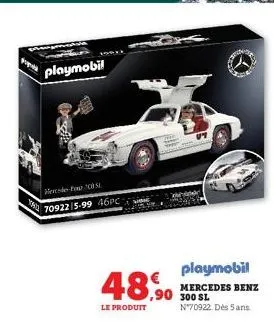 the  playmobil  70922 5-99 46pc  le produit  0,90  playmobil  mercedes benz 300 sl n"70922. dès 5 ans. 