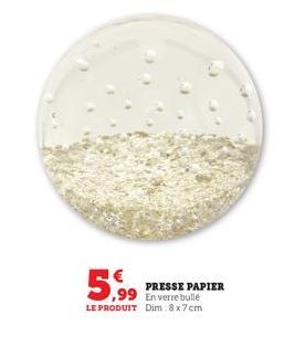 5,99  LE PRODUIT Dim:8x7cm  PRESSE PAPIER En verre bulle 