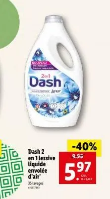 Lessive liquide Dash 2 en 1 Envolée d'Air (Dash, 1,8L)