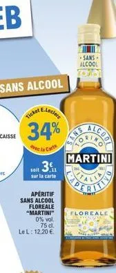 Promo Martini Bianco, Martini L'apéritivo Sans Alcool Floreale chez  E.Leclerc