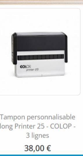 COLO:  Tampon personnalisable long Printer 25 - COLOP -  3 lignes  38,00 € 