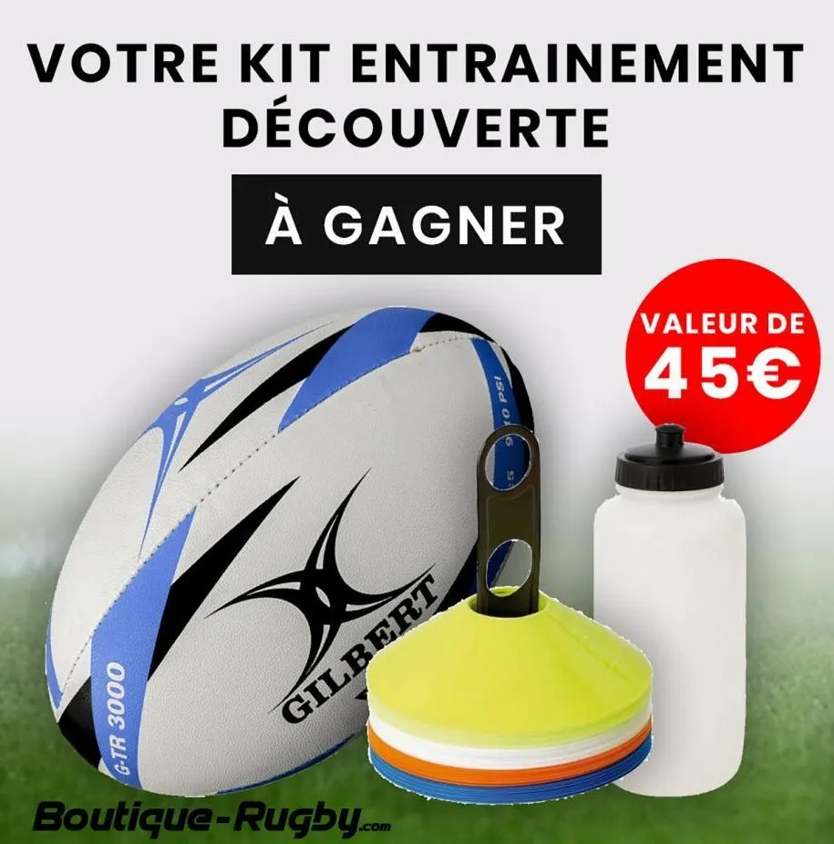 votre kit entrainement  g-tr 3000  découverte  à gagner  gilbert  boutique-rugby.com  10 psi  valeur de  45€  