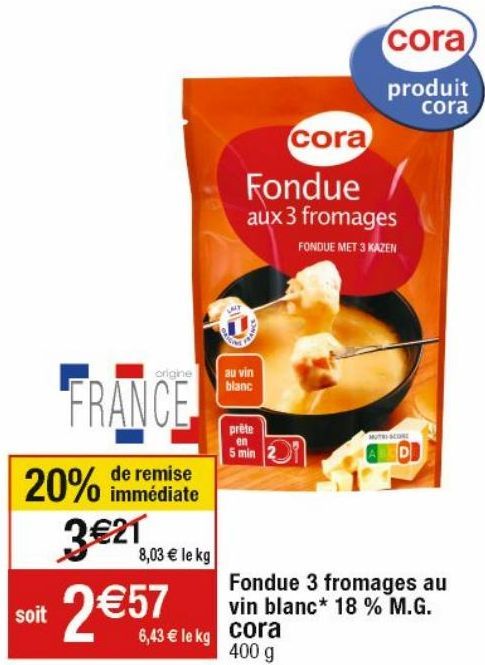 fondue au fromage Cora