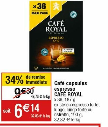 capsules de café Café Royal