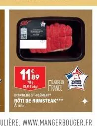 1189  700  boucherie st-clement  roti de rumsteak***  a rôtir.  viande  baoreen sovine  francaise  france 