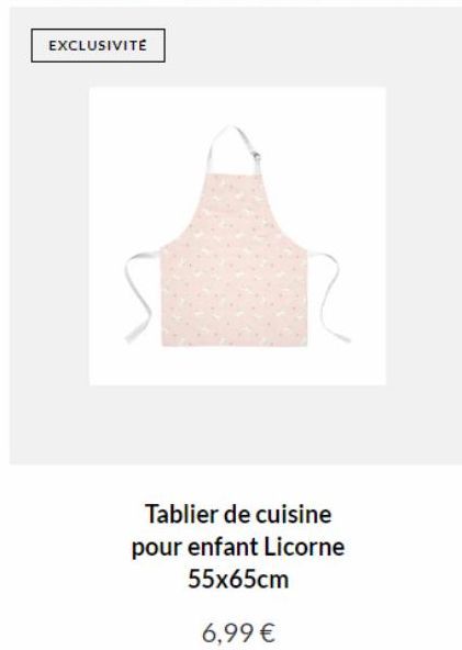 EXCLUSIVITÉ  Tablier de cuisine pour enfant Licorne 55x65cm  6,99 € 