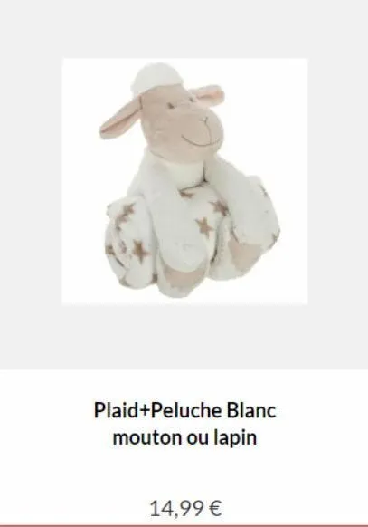 plaid+peluche blanc mouton ou lapin  14,99 € 