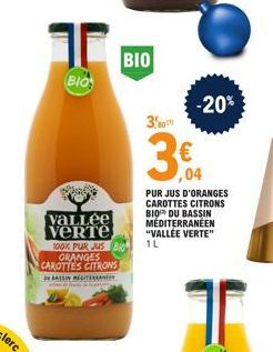 Jus d'oranges - 6 bouteilles 1L - Jus Vallee Verte