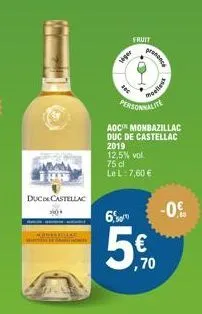 www. +4416  duco castellac  fruit  siger  sec  presence  aoc monbazillac duc de castellac 2019  12,5% vol. 75 cl le l: 7,60 €  melles  personnalite  6  5€  -0% 