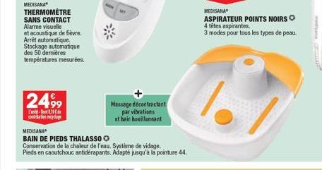 MEDISANA  THERMOMÈTRE  SANS CONTACT Alarme visuelle  et acoustique de fièvre. Arrêt automatique. Stockage automatique des 50 dernières températures mesurées.  2499  Luite - Dont,18 Cthe contation mycl