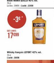 -3€"  SOIT L'UNITÉ:  17€99  LEFORT 