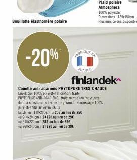 Bouillotte élasthomere polaire  -20% FABRIQUE EN  FRANCE  Couette anti-acariens PHYTOPURE TRES CHAUDE Enveloppe 100% polyester mindre traite  PHYTOPURE ANTI-CUIENS: traitement d'ongine vertal dent la 