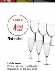 à partir de  le lot  finlandek  lot de verres plusieurs lots à des prix différents disponible en lot de 6 et 12 verres 