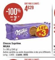 -100% 3⁰  Chocos Suprême MILKA  Milka  SOIT PAR 3 L'UNITÉ  4€29  LOT  x3,  