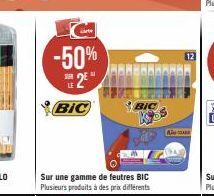 -50% 2²*  BIC  BIC  Sur une gamme de feutres BIC Plusieurs produits à des prix différents  A 