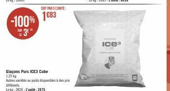 -100%  3E  SUR LE  SOIT PAR 3 L'UNITÉ  1683  MAL  Ice3 CUBE 