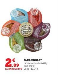 [120]  MEDITA les  padnenral  w  S  2,99  FARANDOLE La barquette de 6x40 g 1,89 (soit 240 gi LA BARQUETTE Le kg: 12,04 € 